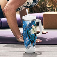 Sulphur-crested Cockatoo New Zealand Christmas In July Tumbler With Handle NZ Aroha Koru Fern Marble Vibes LT14 - Polynesian Pride