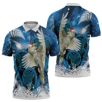 Sulphur-crested Cockatoo New Zealand Christmas In July Zipper Polo Shirt NZ Aroha Koru Fern Marble Vibes LT14 - Polynesian Pride