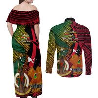 Vanuatu and Papua New Guinea Couples Matching Off Shoulder Maxi Dress and Long Sleeve Button Shirts Vanuatuan With PNG Polynesian Pattern LT14 - Polynesian Pride