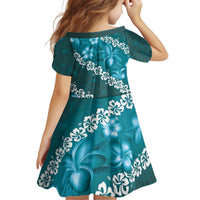 Vintage Dark Cyan Polynesia Family Matching Puletasi and Hawaiian Shirt Plumeria With Hibiscus Tropical Vibes LT14 - Polynesian Pride