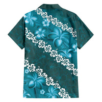 Vintage Dark Cyan Polynesia Family Matching Tank Maxi Dress and Hawaiian Shirt Plumeria With Hibiscus Tropical Vibes LT14 - Polynesian Pride