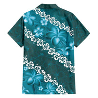 Vintage Dark Cyan Polynesia Hawaiian Shirt Plumeria With Hibiscus Tropical Vibes