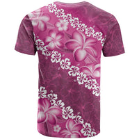 Vintage Pink Polynesia T Shirt Plumeria With Hibiscus Tropical Vibes