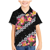 Black Polynesia Family Matching Mermaid Dress and Hawaiian Shirt Plumeria With Hibiscus Pattern Tropical Vibes