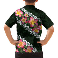 Green Polynesia Family Matching Short Sleeve Bodycon Dress and Hawaiian Shirt Plumeria With Hibiscus Pattern Tropical Vibes
