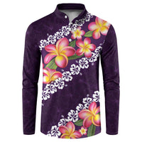 Purple Polynesia Button Sweatshirt Plumeria With Hibiscus Pattern Tropical Vibes