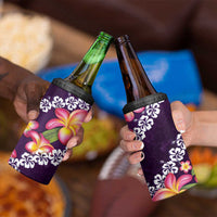 Purple Polynesia 4 in 1 Can Cooler Tumbler Plumeria With Hibiscus Pattern Tropical Vibes LT14 - Polynesian Pride