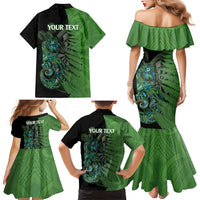 Personalised New Zealand Darts Family Matching Mermaid Dress and Hawaiian Shirt Aotearoa Maori Fern Mix Manaia Tattoo LT14 - Polynesian Pride