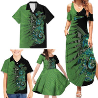 Personalised New Zealand Darts Family Matching Summer Maxi Dress and Hawaiian Shirt Aotearoa Maori Fern Mix Manaia Tattoo LT14 - Polynesian Pride