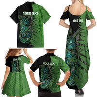 Personalised New Zealand Darts Family Matching Summer Maxi Dress and Hawaiian Shirt Aotearoa Maori Fern Mix Manaia Tattoo LT14 - Polynesian Pride