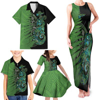 Personalised New Zealand Darts Family Matching Tank Maxi Dress and Hawaiian Shirt Aotearoa Maori Fern Mix Manaia Tattoo LT14 - Polynesian Pride