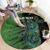 Personalised New Zealand Darts Round Carpet Aotearoa Maori Fern Mix Manaia Tattoo LT14 - Polynesian Pride