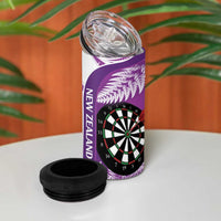 Personalised New Zealand Darts 4 in 1 Can Cooler Tumbler Aotearoa Fern Mix Paua Shell Manaia - Purple LT14 - Polynesian Pride