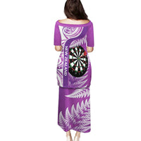 Personalised New Zealand Darts Family Matching Puletasi and Hawaiian Shirt Aotearoa Fern Mix Paua Shell Manaia - Purple LT14 - Polynesian Pride