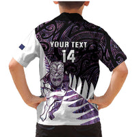 New Zealand Silver Fern Rugby Custom Family Matching Mermaid Dress and Hawaiian Shirt Go All Black Purple Maori Paua Shell LT14 - Polynesian Pride