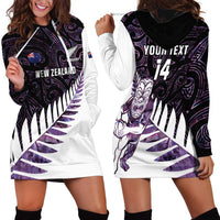 New Zealand Silver Fern Rugby Custom Hoodie Dress Go All Black Purple Maori Paua Shell LT14 - Polynesian Pride