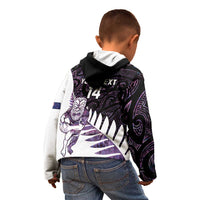 New Zealand Silver Fern Rugby Custom Kid Hoodie Go All Black Purple Maori Paua Shell LT14 - Polynesian Pride