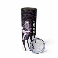 New Zealand Silver Fern Rugby Custom Skinny Tumbler Go All Black Purple Maori Paua Shell LT14 - Polynesian Pride