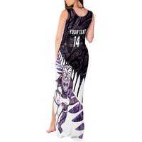 New Zealand Silver Fern Rugby Custom Tank Maxi Dress Go All Black Purple Maori Paua Shell LT14 - Polynesian Pride