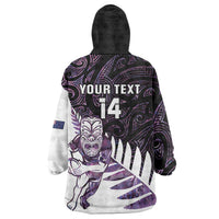 New Zealand Silver Fern Rugby Custom Wearable Blanket Hoodie Go All Black Purple Maori Paua Shell LT14 - Polynesian Pride