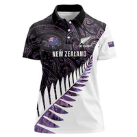 New Zealand Silver Fern Rugby Custom Women Polo Shirt Go All Black Purple Maori Paua Shell LT14 Female Purple - Polynesian Pride