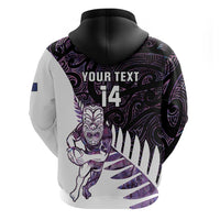 New Zealand Silver Fern Rugby Custom Zip Hoodie Go All Black Purple Maori Paua Shell LT14 - Polynesian Pride