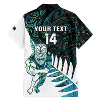 New Zealand Silver Fern Rugby Custom Family Matching Off Shoulder Maxi Dress and Hawaiian Shirt Go All Black Turquoise Maori Paua Shell LT14 - Polynesian Pride