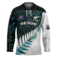New Zealand Silver Fern Rugby Custom Hockey Jersey Go All Black Turquoise Maori Paua Shell - Polynesian Pride