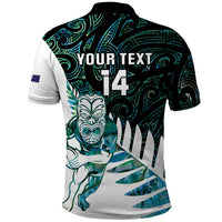 New Zealand Silver Fern Rugby Custom Polo Shirt Go All Black Turquoise Maori Paua Shell - Polynesian Pride