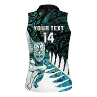 New Zealand Silver Fern Rugby Custom Women Sleeveless Polo Shirt Go All Black Turquoise Maori Paua Shell LT14 - Polynesian Pride