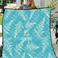 New Zealand Silver Fern Rugby Custom Quilt Go Aotearoa Champions Turquoise Version - Polynesian Pride