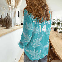 New Zealand Silver Fern Rugby Custom Women Casual Shirt Go Aotearoa Champions Turquoise Version LT14 - Polynesian Pride