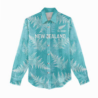New Zealand Silver Fern Rugby Custom Women Casual Shirt Go Aotearoa Champions Turquoise Version LT14 - Polynesian Pride