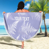 New Zealand Silver Fern Rugby Custom Beach Blanket Go Aotearoa Champions Purple Version - Polynesian Pride