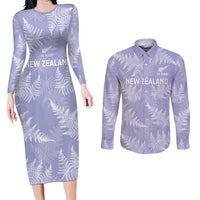 New Zealand Silver Fern Rugby Custom Couples Matching Long Sleeve Bodycon Dress and Long Sleeve Button Shirt Go Aotearoa Champions Purple Version - Polynesian Pride