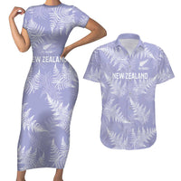New Zealand Silver Fern Rugby Custom Couples Matching Short Sleeve Bodycon Dress and Hawaiian Shirt Go Aotearoa Champions Purple Version - Polynesian Pride