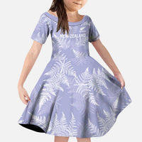 New Zealand Silver Fern Rugby Custom Kid Short Sleeve Dress Go Aotearoa Champions Purple Version - Polynesian Pride