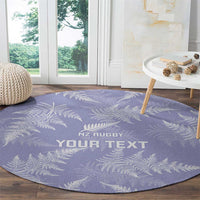 New Zealand Silver Fern Rugby Custom Round Carpet Go Aotearoa Champions Purple Version - Polynesian Pride
