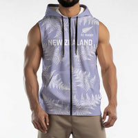 New Zealand Silver Fern Rugby Custom Sleeveless Zip Hoodie Go Aotearoa Champions Purple Version - Polynesian Pride