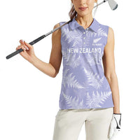 New Zealand Silver Fern Rugby Custom Women Sleeveless Polo Shirt Go Aotearoa Champions Purple Version - Polynesian Pride