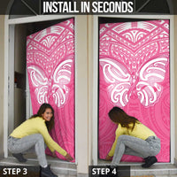 New Zealand Breast Cancer Awareness Door Cover Maori Butterfly Pink Ribbon LT14 - Polynesian Pride