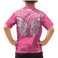 New Zealand Breast Cancer Awareness Family Matching Mermaid Dress and Hawaiian Shirt Maori Butterfly Pink Ribbon LT14 - Polynesian Pride