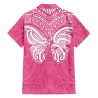New Zealand Breast Cancer Awareness Family Matching Off The Shoulder Long Sleeve Dress and Hawaiian Shirt Maori Butterfly Pink Ribbon LT14 - Polynesian Pride