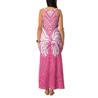 New Zealand Breast Cancer Awareness Family Matching Tank Maxi Dress and Hawaiian Shirt Maori Butterfly Pink Ribbon LT14 - Polynesian Pride