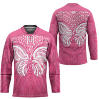 New Zealand Breast Cancer Awareness Hockey Jersey Maori Butterfly Pink Ribbon LT14 - Polynesian Pride