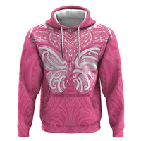 New Zealand Breast Cancer Awareness Hoodie Maori Butterfly Pink Ribbon LT14 Pullover Hoodie Pink - Polynesian Pride