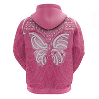 New Zealand Breast Cancer Awareness Hoodie Maori Butterfly Pink Ribbon LT14 - Polynesian Pride