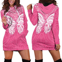 New Zealand Breast Cancer Awareness Hoodie Dress Maori Butterfly Pink Ribbon LT14 - Polynesian Pride