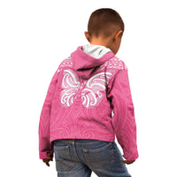 New Zealand Breast Cancer Awareness Kid Hoodie Maori Butterfly Pink Ribbon LT14 - Polynesian Pride