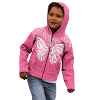 New Zealand Breast Cancer Awareness Kid Hoodie Maori Butterfly Pink Ribbon LT14 - Polynesian Pride